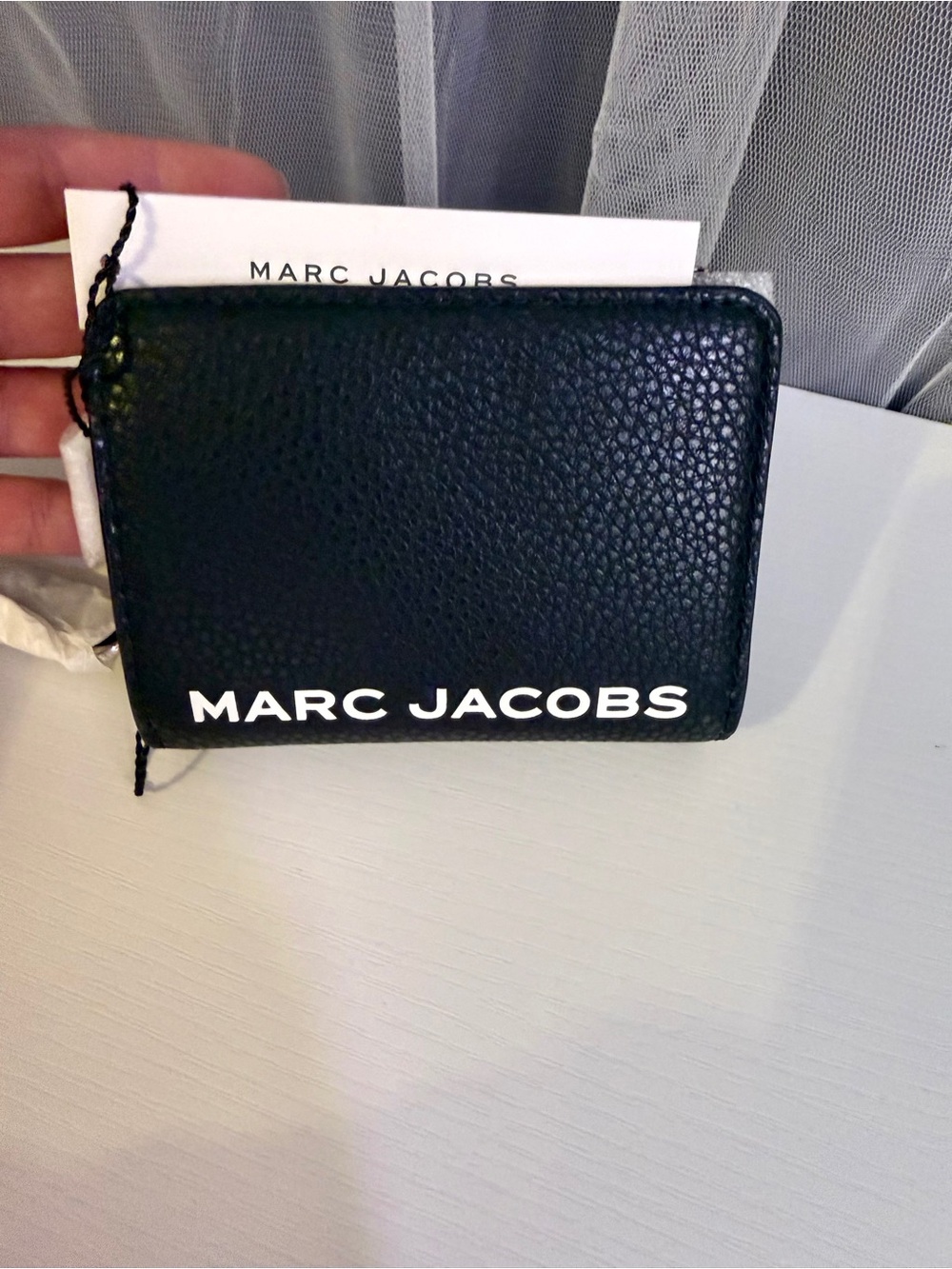 Marc Jacobs Black Pebbled Leather compact wallet